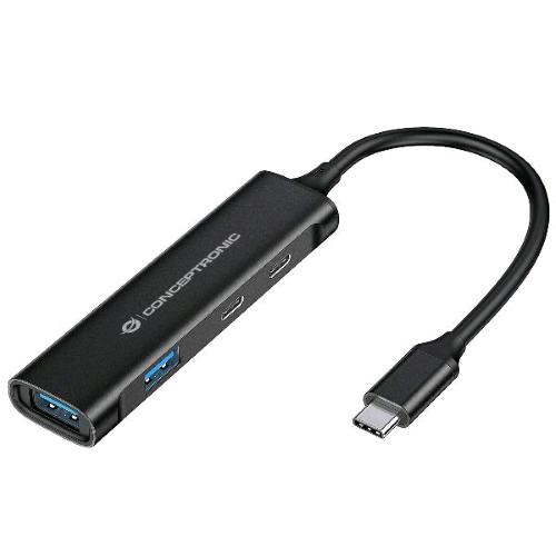 Conceptronic HUBBIES12B — hub USB-C a quattro porte