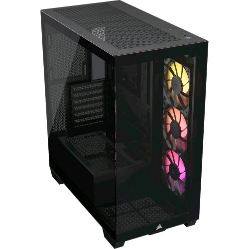 CORSAIR 3500X ARGB BLACK MID-TOWER ATX CASE PER PC VETRO PANORAMICO TEMPERATO COMPATIBILE CON SCHEDA MADRE A CONNESSIONE INVERSA 3 x VENTOLE CORSAIR RS120 ARGB INCLUSE NERO