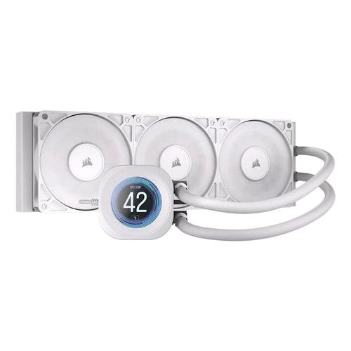 CORSAIR NAUTILUS 360 RS LCD LIQUID COOLER DISSIPATORE A LIQUIDO PER CPU SCHERMO LCD IPS DA 2,1", AIO DA 360 mm, BASSA RUMOROSITÀ, DAISY-CHAIN, INTEL LGA 1851/1700, AMD AM5/AM4 - 3 VENTOLE RS120 INCLUSE - BIANCO