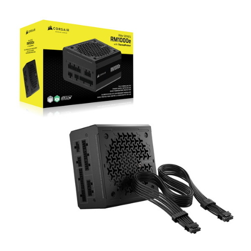 CORSAIR RM1000e ThermalProtect — Alimentatore 1000 W completamente modulare, Cybenetics Platinum, ATX 3.1 / PCIe 5.1, nero