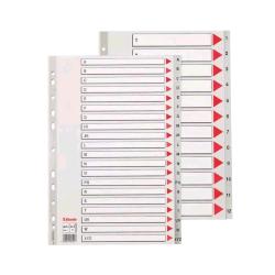 ESSELTE DIVISORIO PER RUBRICA ALFABETICA IN PP 245X297 mm PERFORAZIONE UNIVERSALE 20 TASTI GRIGIO