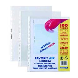 FAVORIT AIR SPECIAL BUSTA CON FORATURA UNIVERSALE IN PP LISCIA CM 22X30 TRASPARENTE CONF 100 Pz.
