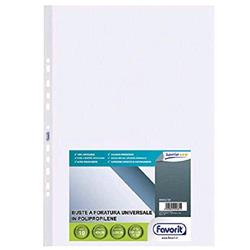 FAVORIT BUSTE A U CON FORATURA UNIVERSALE IN PP LISCIA CM 30X42 A4 TRASPARENTE CONF 10 Pz.
