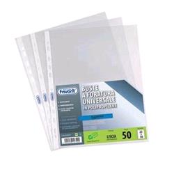 FAVORIT BUSTE A U CON FORATURA UNIVERSALE IN PP LISCIE CM 35X50 A3 TRASPARENTE CONF 10 PZ.