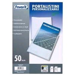 FAVORIT PORTALISTINI PERSONALIZZABILI IN PP 220X300MM A4 50 BUSTE COL. TRASPARENTE