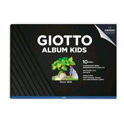 GIOTTO KIDS ALBUM A4 220 GR CARTA NERA MONORUVIDA IDEALE PER LAVORI MANUALI ORIGAMI COLLE GLITTERATE COLORI METALLICI CONF 5 Pz.