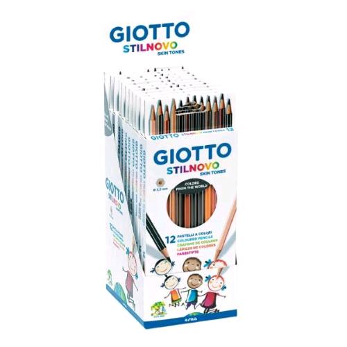 GIOTTO STILNOVO ESPOSITORE PASTELLI IN SCATOLA DA 12 Pz.MINA DA 3.3 mm COLORI ASSORTITI CONF 10 PZ.
