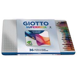 GIOTTO SUPERMINA CONFEZIONE IN METALLO PASTELLI 3.8mm COLORI ASSORTITI CONF 36 Pz.