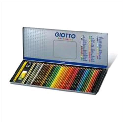 GIOTTO SUPERMINA PASTELLI MINA 3.8 mm SCATOLA DI METALLO COLORI ASSORTITI CONF 50 Pz.