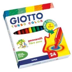GIOTTO TURBO COLOR PENNARELLI LAVABILI ATOSSICI PUNTA FINE COLORI ASSORTITI CONF. 24 Pz.
