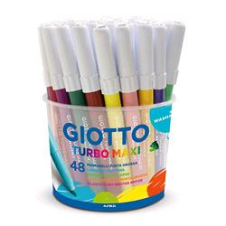 GIOTTO TURBO MAXI BARATTOLO PENNARELLI LAVABILI ATOSSICI PUNTA MAXI COLORI ASSORTITI CONF. 48 Pz.
