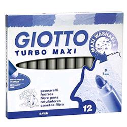 GIOTTO TURBO MAXI PENNARELLI LAVABILI ATOSSICI PUNTA MAXI COLORE GRIGIO CENERE CONF. 12 Pz.