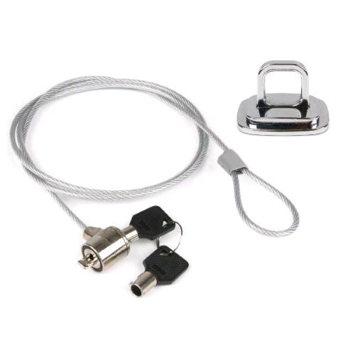 HAMLET CAVO DI SICUREZZA IN ACCIAIO PER NOTEBOOK E PC CON PIASTRA DI ANCORAGGIO 1.5 MT COLORE ACCIAIO