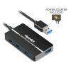 HAMLET COMPACT SLIM HUB 4 PORTE USB-A 3.2 GEN 1 5.0 Gbps CON ALIMENTATORE DA 10 WATT ALIMENTATORE INCLUSO NERO