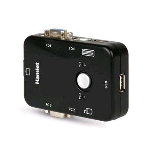 HAMLET KVM SMART CONTROL SWITCH A 3 PORTE USB + VGA CON 2 SET DI CAVI KVM INCLUSI NERO