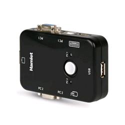 HAMLET KVM SMART CONTROL SWITCH A 3 PORTE USB + VGA CON 2 SET DI CAVI KVM INCLUSI NERO