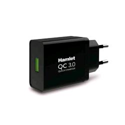 HAMLET POWER SUPPLY QUICK CHARGER USB 3.0 CARICABATTERIE DA RETE 18 WATT NERO