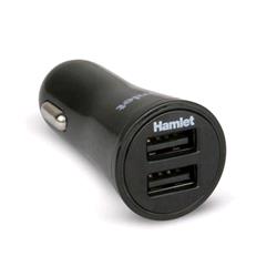 HAMLET XPW12U234 CARICABATTERIE AUTO 2 USB 17 W 12-24 VOLT NERO