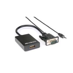 HAMLET XVAVGA-HDMA ADATTATORE VIDEO VGA M A HDMI F CON AUDIO JACK 3.5MM 1080P BLACK