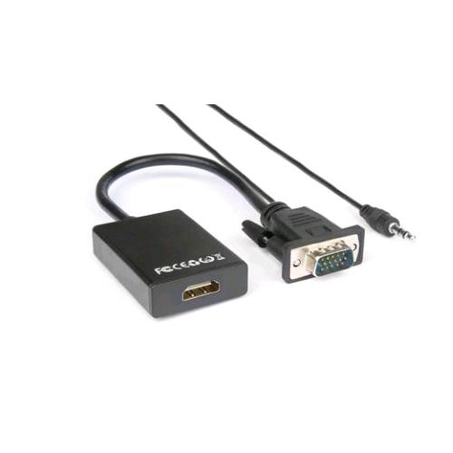 HAMLET XVAVGA-HDMA ADATTATORE VIDEO VGA M A HDMI F CON AUDIO JACK 3.5MM 1080P BLACK