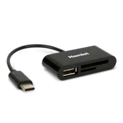 HAMLET XZR100UC LETTORE MEMORY CARD SD-MICRO SD 1 PORTA USB USB-C NERO