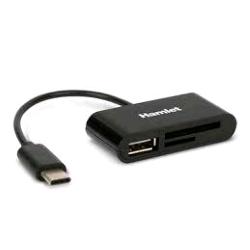 HAMLET XZR100UC LETTORE MEMORY CARD SD-MICRO SD 1 PORTA USB USB-C NERO