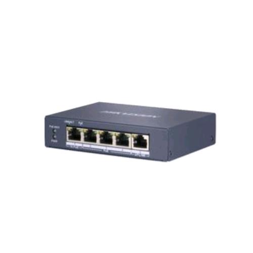 Hikvision DS-3E0505HP-E — switch 4 porte Gigabit PoE e uplink Gigabit