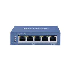 Hikvision DS-3E0505P-E — switch 4 porte Gigabit PoE e uplink Gigabit