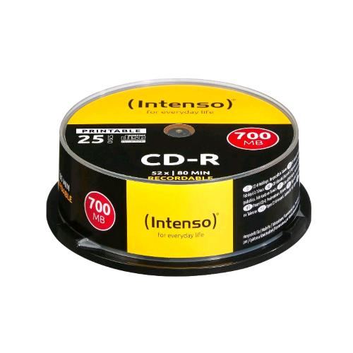 Intenso CD-R 700 MB / 80 minuti, 52x, stampabili — confezione 25 dischi