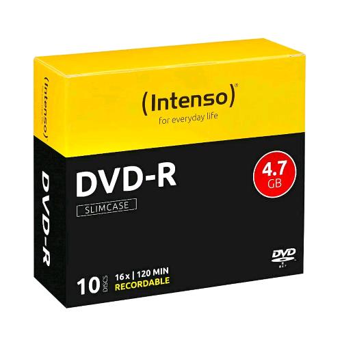 INTENSO 4101652 DISCO VERGINE DVD-R 4.7GB 16X RECORDABLE SLIM CASE 10 PZ