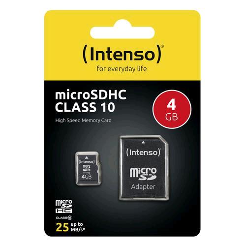 INTENSO 4GB MICRO SDHC CLASSE 10 + ADATTATORE SD