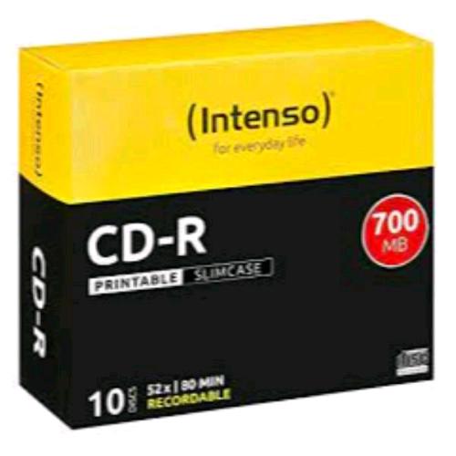 Intenso CD-R 700 MB / 80 minuti, 52x, stampabili — 10 dischi Slim Case