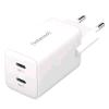 INTENSO POWER ADAPTER CARICABATTERIE DA RETE GaN 2 x USB-C PD QUICK CHARGE 4.0 40 W 2 x 20 W BIANCO