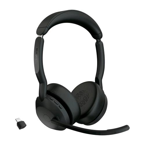 Jabra Evolve2 55 — cuffie stereo UC Bluetooth, adattatore USB-C, senza base