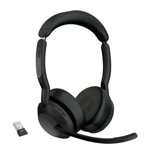 Jabra Evolve2 55 — cuffie stereo MS Bluetooth, adattatore USB-A, nero