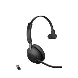 Jabra Evolve2 65 — cuffie wireless mono, Microsoft Teams, adattatore USB-A, nere