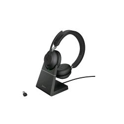 Jabra Evolve2 65 — cuffie wireless stereo, UC, adattatore USB-C, con base di ricarica, nere