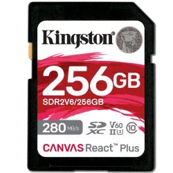 KINGSTON CANVAS REACT PLUS V60 256GB SDXC UHS-II LETTURA 280 MB/s SCRITTURA 150 MB/s U3 V60 FULL HD/4K