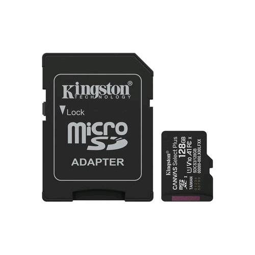 KINGSTON CANVAS SELECT PLUS 128GB microSDXC A1 / Video Class V10 / UHS-I U1 / Class 10 UHS-I ADATTATORE A SD INCLUSO