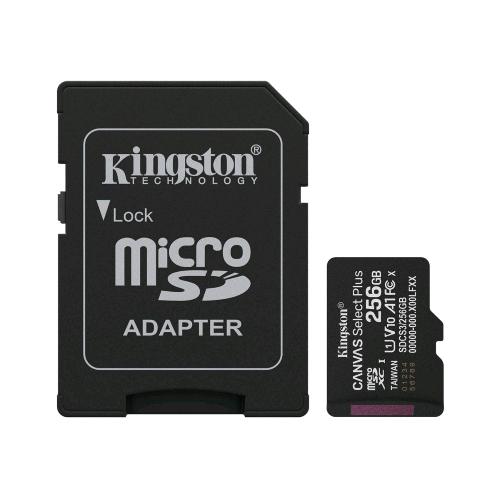 KINGSTON CANVAS SELECT PLUS 256GB microSDXC A1 / Video Class V10 / UHS-I U1 / Class 10 UHS-I ADATTATORE A SD INCLUSO