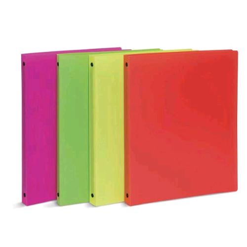 LEBEZ NEON RACCOGLITORE 4 ANELLI DA 30 mm 26X31.5 CM A4 COLORI ASSORTITI