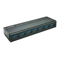 Lindy 43228 — hub USB 3.2 Gen 1 a 7 porte con alimentatore e ricarica BC 1.2
