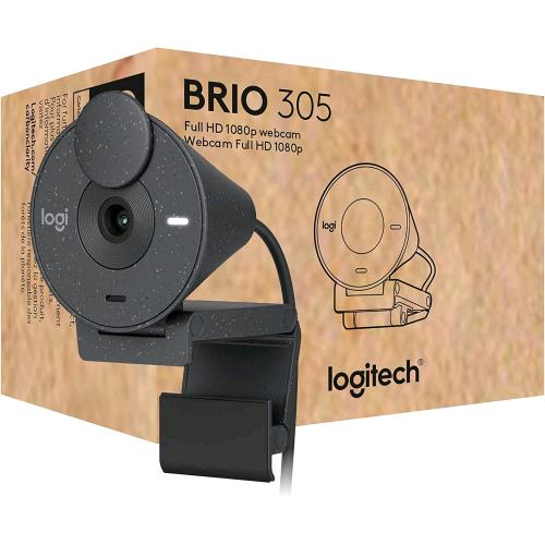 Logitech Brio 305, webcam Full HD USB-C con microfono e copriobiettivo, grafite