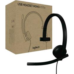 LOGITECH H570e MONO CUFFIA CON MICROFONO PER PC E MAC CABLATA USB-A CANCELLAZIONE DEL RUMORE CONTROLLI SUL CAVO CERTIFICATA PER MICROSOFT TEAMS NERA
