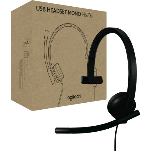 LOGITECH H570e MONO CUFFIA CON MICROFONO PER PC E MAC CABLATA USB-A CANCELLAZIONE DEL RUMORE CONTROLLI SUL CAVO CERTIFICATA PER MICROSOFT TEAMS NERA