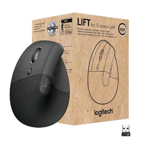 LOGITECH LIFT FOR BUSINESS MOUSE OTTICO VERTICALE ERGONOMICO PER MANCINI WIRELESS BLUETOOTH 4.000 DPI USB SECURED LOGI BOLT CLIC SILENZIOSI CERTIFICAZIONE GLOBALE WINDOWS/MAC/CHROME/LINUX GRAPHITE