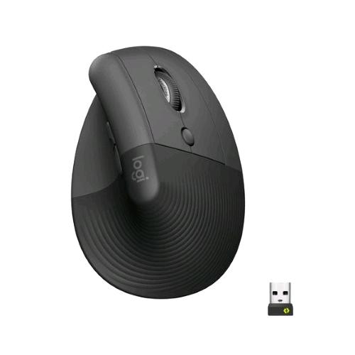 Logitech Lift, mouse verticale per mano destra, Bluetooth e Logi Bolt, 6 pulsanti, grafite