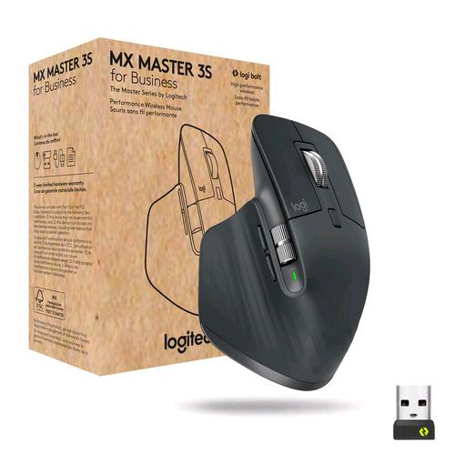 LOGITECH MX MASTER 3S FOR BUSINESS MOUSE WIRELESS CON CLIC SILENZIOSO 8.000 DPI MANO DESTRA RICEVITORE USB LOGI BOLT PROTETTO BLUETOOTH USB-C MAGSPEED WINDOWS MAC CHROME LINUX GRAFITE