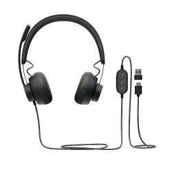 Logitech Zone Wired UC, cuffia con microfono USB-C e adattatore USB-A