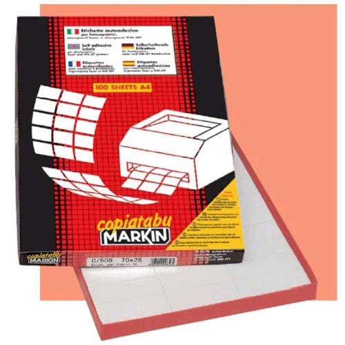 MARKIN 210C525 CONF 800 ETICHETTE 37x210 MM AUTOADESIVE COLORE BIANCO FINITURA OPACA